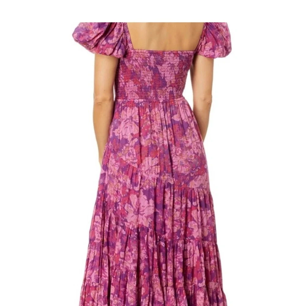 Free People Pink & Purple Floral Puff-Sleeve Tiered Maxi Dress - Picture 7 of 7